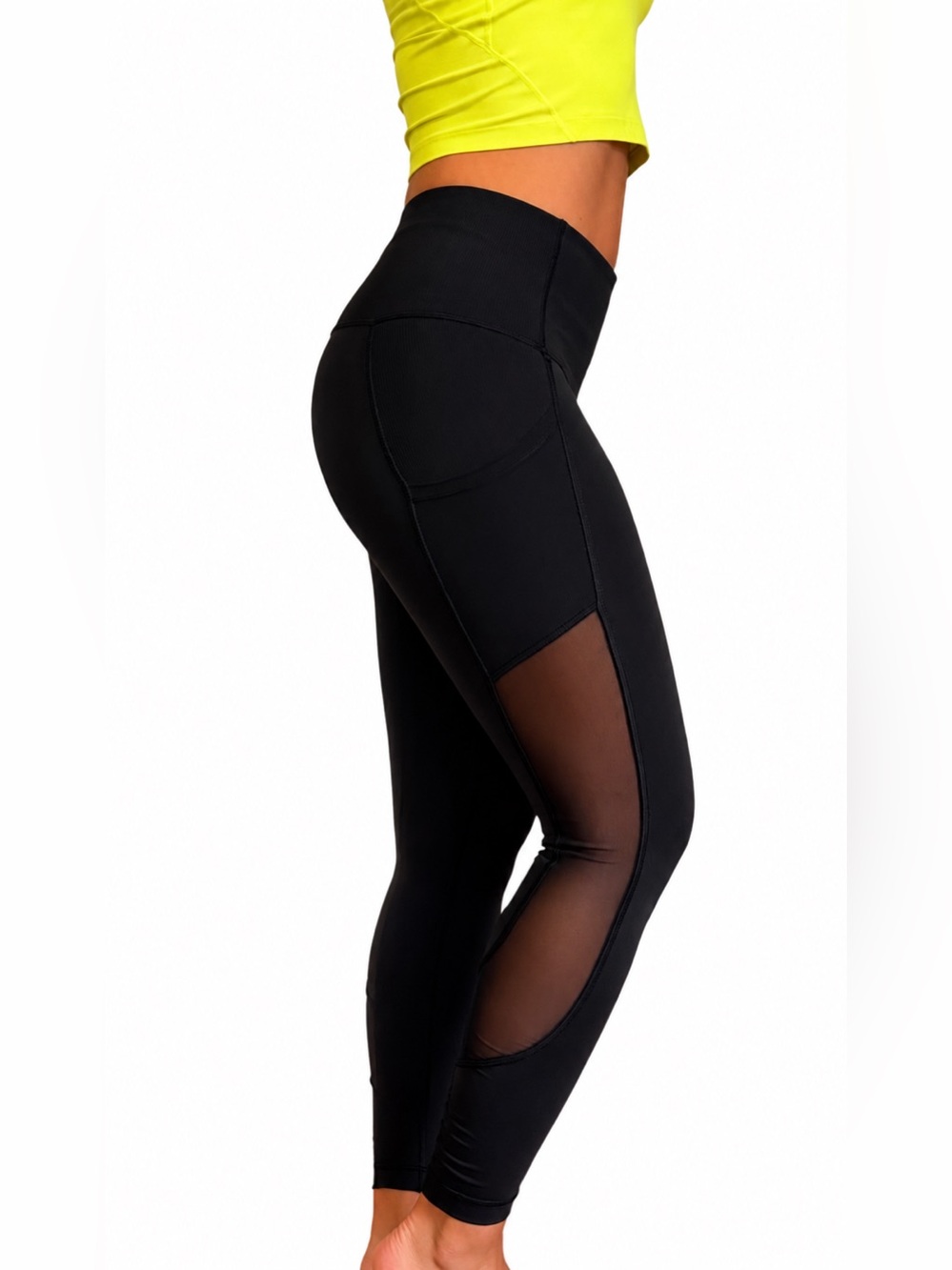 lululemon Seek The Heat Crop Leggings Black Size 2 Mesh 23” Like New